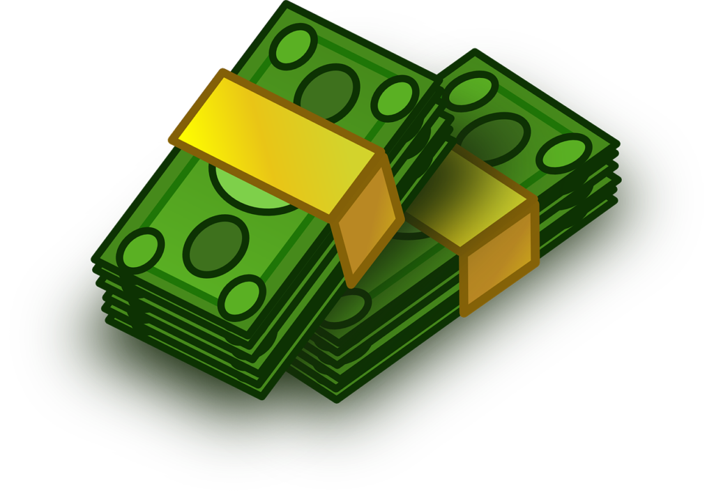 a stack of green paper money