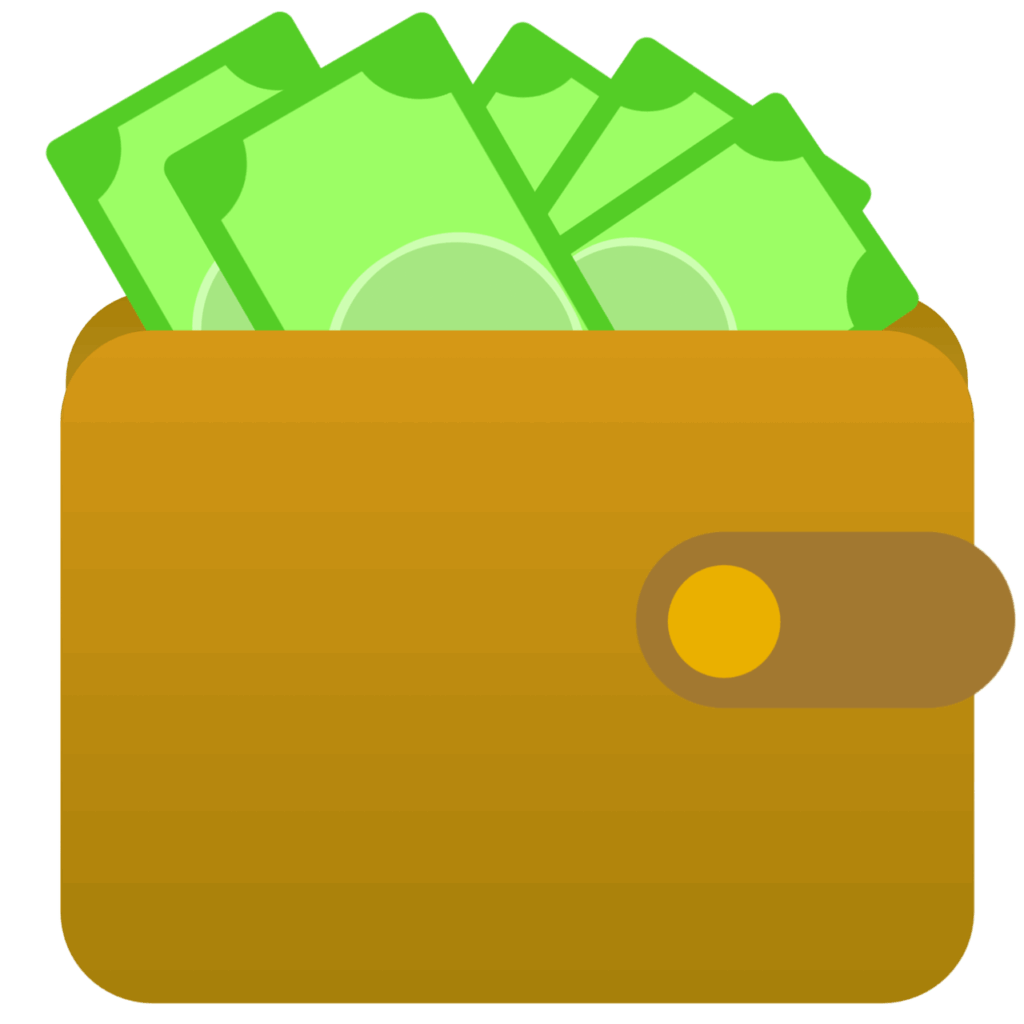 a brown wallet with green paper money in it